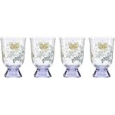 Lenox Butterfly Meadow Herbs Short Glass Tumblers, Set of 4 | non-lead crystal, hand wash only | 5.5 inch height | floral glassware, drinking glasses | 13.5oz, gift for women