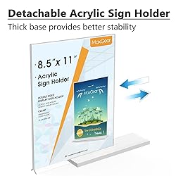 MaxGear Acrylic Sign Holder 8.5x11 6 Pack, Double