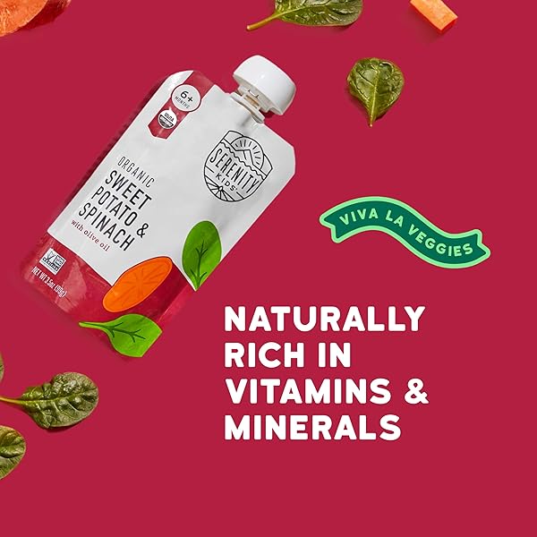 SERENITY KIDS, BABY FOOD SWEET POTATO SPINACH ORGANIC, 3.5 OUNCE