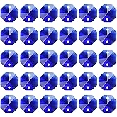 PATIKIL K9 Crystal Octagon Beads 2 Holes Pendants, 30 Pack 14mm Chandelier Prisms Parts Ornaments Hanging Beads for DIY Arts Crafts Decoration, Dark Blue
