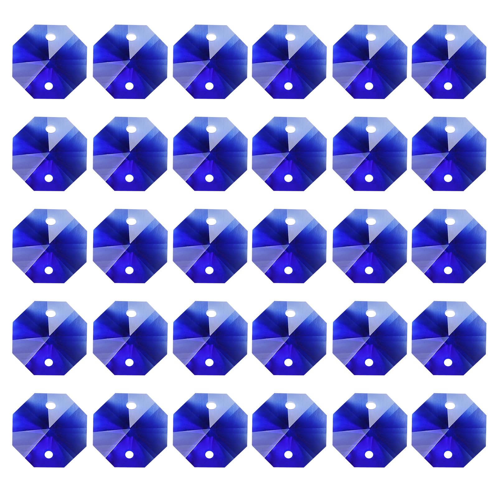 PATIKIL K9 Crystal Octagon Beads 2 Holes Pendants, 60 Pack 14mm Chandelier Prisms Parts Ornaments Hanging Beads for DIY Arts Crafts Decoration, Dark Blue
