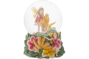 Elanze Designs Yellow Lilly Fairy Friends 100MM Sturdy Wind Up Musical Glitter Water Snow Globe Tabletop Dresser Nightstand Figurine Decoration Plays Tune Fur Elise