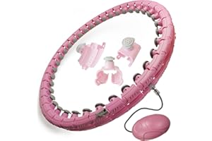 SMATO Weighted Hula fit Hoop,Smart Weighted Exercise Hoop for Women Adults Weight Loss,Plus Size Portable Infinity Hoops Adjustable Length 2 in 1 Abdomen Fitness Massage Home Workout Equipment