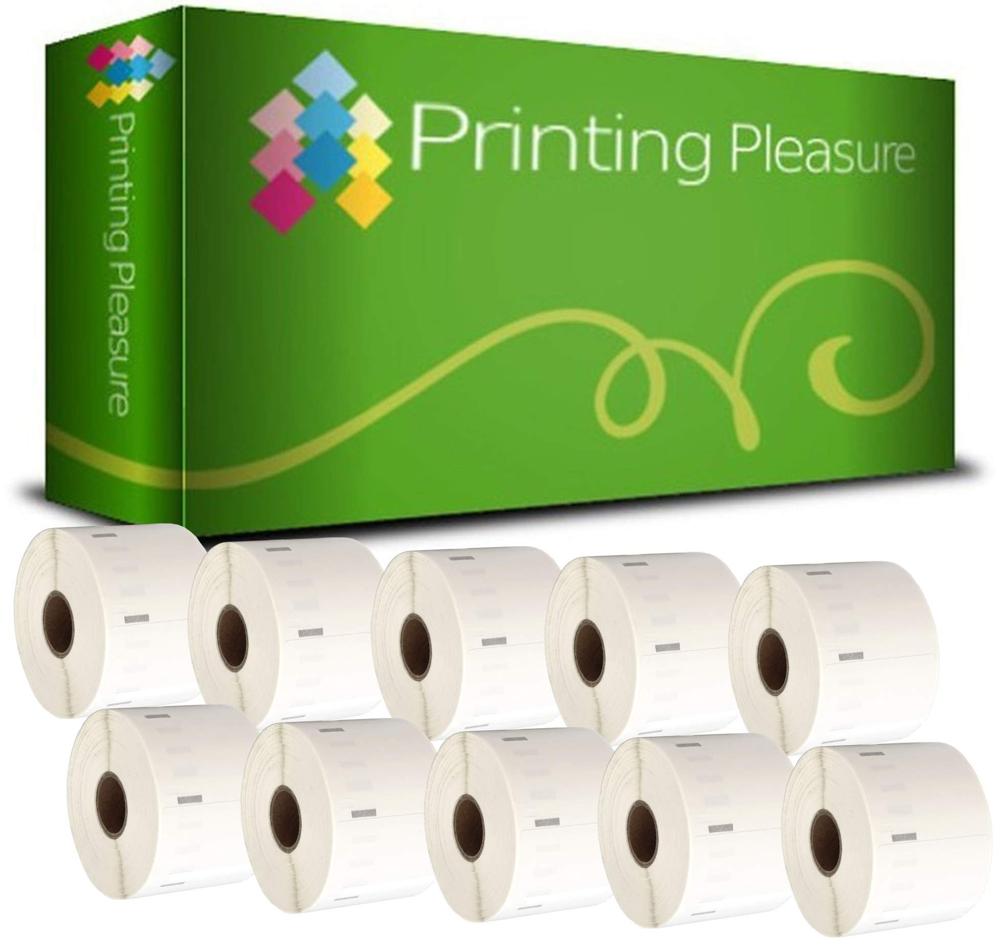 Printing Pleasure 10 x 11354 Compatible Labels Rolls for LabelWriter & Seiko Label Printers | 57mm x 32mm | 1000 Labels per Roll