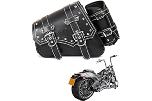 QJBOMTO Motorcycle Saddle Bags Side Bags - Saddlebags Softail Pvc Leather,Waterproof, Side Tool Bag, Universal Storage Tool Bag for Motorbike,with cup holder (Left Side)