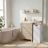 efluky 100L Large Laundry Basket with Lid Bamboo Handles Beige view 5