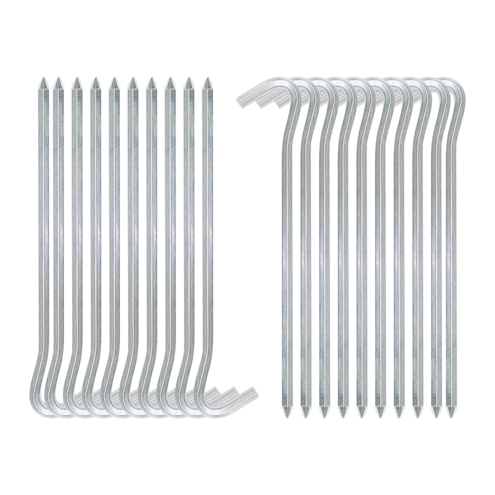 20 Pcs Six Edges Tent Pegs, 18CM Metal Heavy Duty Tent Hooks Aluminum Alloy-Tent Stakes, Durable Ground Peg with Curved Hook Ends, Rust Free Bivvy Pegs Push into Easy, for Hiking Traveling Outdoor