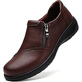 QAE Loafers for Women Comfort Women's Penny Loafers with Zipper Orthopedic Lightweight Slip-On Flats Casual Work Dressy Walking Business Shoes