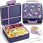 Fimibuke Bento Lunch Box for Kids, Leak Proof Toddler Bento Box with 4 Compartments BPA Free Dishwasher Safe Lunch Container with Utensils, Ideal Portion Sizes for Ages 3-12 Girls Boys for School