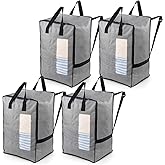 TAILI 4 Pack Gray Moving Bags w/Adjustable Backpack Straps, Moving Supplies, Moving Boxes Alternative, Heavy Duty Storage Totes for College Packing, Camping Backpack for Travel, Dorm, Laundry