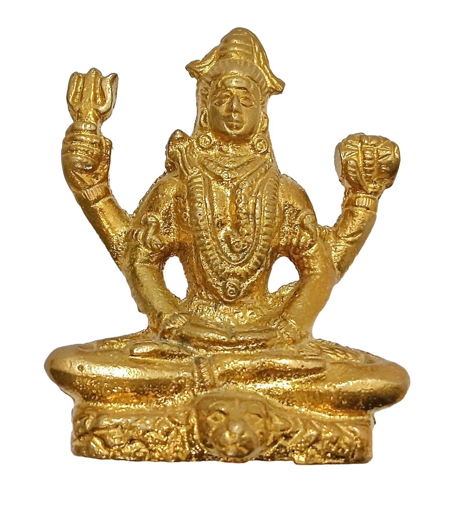 athizay Lord Shiva Brass Statue Meditation Posture Shiva Idol with four hands for Home Temple 7 cm Tall
