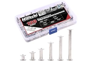 Hilitchi 60-Set M5 x 5/10 / 15/25 / 35/45 Phillips Chicago Screw Binding Screws Posts Assortment Kit for Scrapbook Photo Albums Binding and Leather Saddles Purses Belt Repair