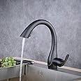 Beelee Kitchen Sink Faucets with 360 ° Rotation Pull Out Swivel Spout,Single Handle Mixer Kitchen Faucets with 2-Function Sprayer, Black,BLSS1749B