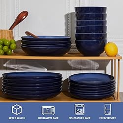 Pokini Blue Stoneware Dinnerware Set, 12 pcs