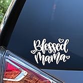 Sunset Graphics & Decals Blessed Mama Decal Vinyl Car Sticker Heart | Cars Trucks Vans Walls Laptop | White | 5.5 x 3 inches | SGD000019