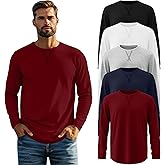 August Alley 5 Pack Men's Big and Tall Long Sleeve Shirts Crewneck Tops L-7xl Hipster Hip Hop Longline T-Shirts Multipack