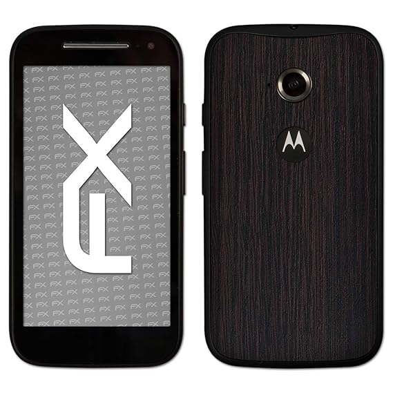 atFolix Skin kompatibel mit Motorola Moto E 2. Generation 2015, Designfolie Sticker (FX-Wood-Dark-Wenge), Holz-Struktur/Holz-