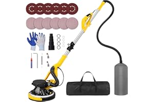 Drywall Sander Tool, KUPERIA 8.5 Amp Popcorn Ceiling Removal Tool with 7 Variable Speed 800-1800RPM, Electric Drywall Sander with Extendable Handle, LED Light,6 Basic Sand Paper & 6 Grid Sandpaper
