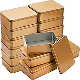 Peohud 16 Pack Rectangular Tin Boxes with Lids, Empty Hinged Tins, Biscuits Metal Container, Metal Storage Organizer Tins for