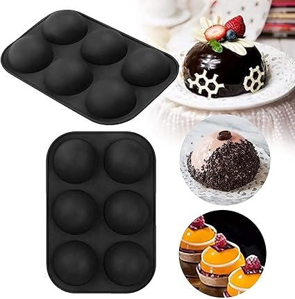 Amazon 半球金型 Diyシリコン型はホットチョコレート爆弾 ケーキ ゼリー ドームムース 半球健康シリコーンモールド黒青茶色を作るために使用されます 黒 2 Pcs Uigjiog 飴 チョコレート型