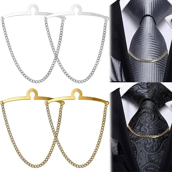 Amazon.com: 3 Pack Tie Chain for Men, Double Necktie Chains with
