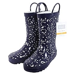 Hudson Baby Kids Rain Boots, Navy Stars and Moon, 8