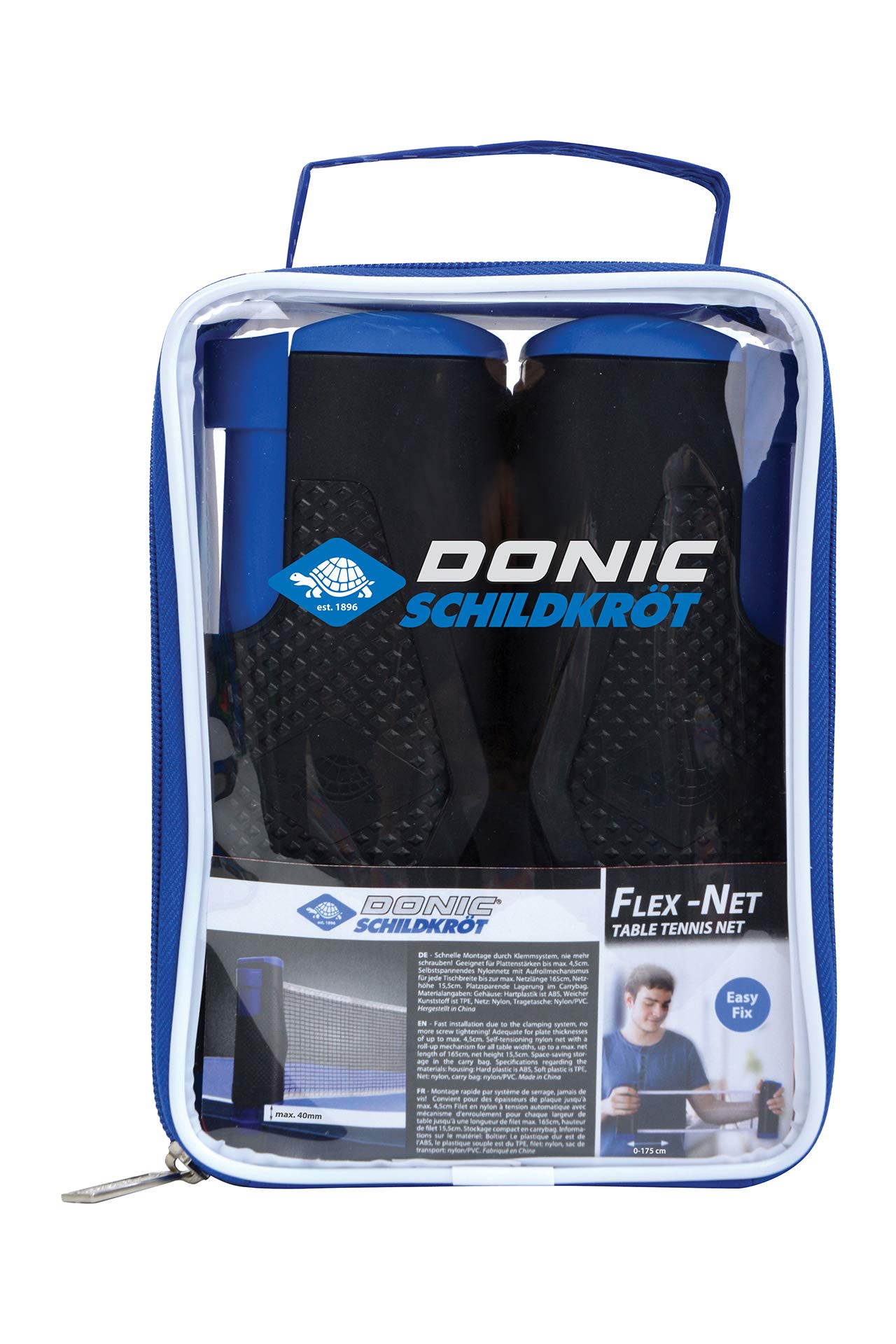 Donic-Schildkröt Flex Table Tennis Net, Nylon, Self-Tensioner with Rolling Mechanism, Maximum Width 175 cm, 4 cm Thickness Table, 808334