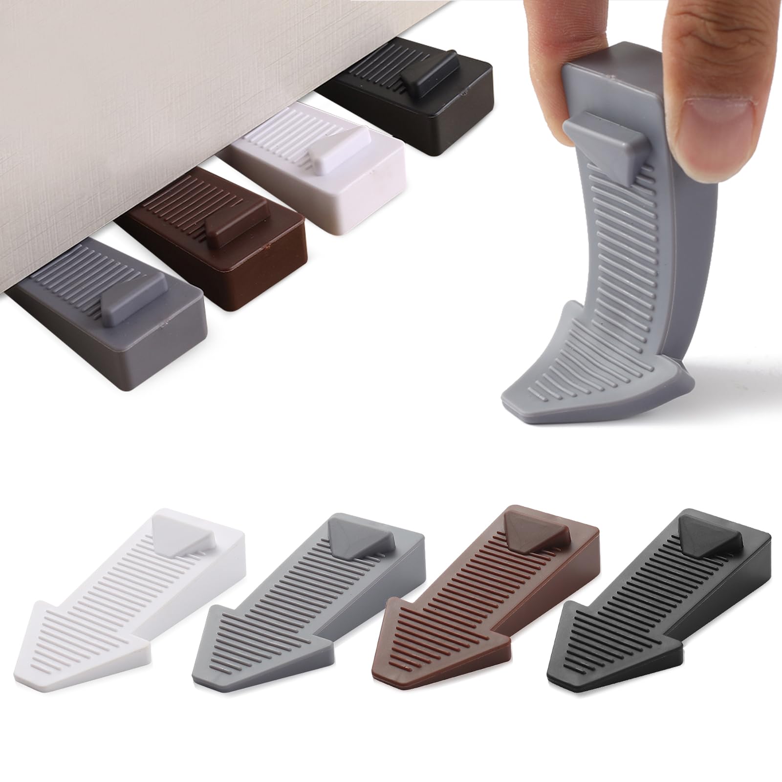 Door Stoppers for Floor, 4 Pcs Door Wedges Indoors Rubber Door Stop Anti Skid Doorstops Wedge Durable Door Holder for Living Room Bedroom Kitchen