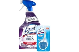 Reckitt Lysol Bathroom Cleaner Spray with Mold and Mildew Remover, Bleach, 32 Fl Oz (Pack of 1) - With 1ct Auto In-The-Bowl Toilet Cleaner, Atlantic Fresh