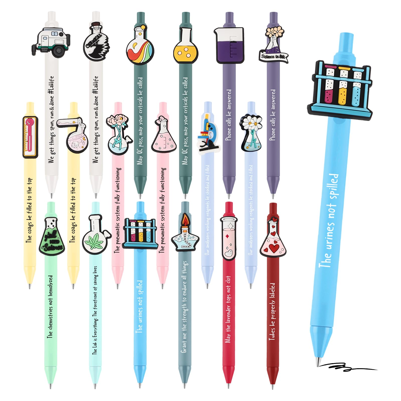 Photo 1 of Sayglossy 24 Pcs Science Party Favors Black Ink Retractable Ballpoint Pens Science Birthday Party Decorations Chemistry Laboratory Gifts for Students Teen