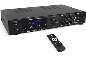 Pyle Bluetooth Audio Amplifier - Home Stereo Receiver with 5 Channels and Subwoofer Out - MP3/USB/SD - AUX - FM Radio - 2 Mic Inputs w/ Echo - VFD Display - Remote Control - PDA8BU