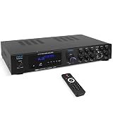 Pyle Bluetooth 5.1 Amplifier - Home Audio / Theater / Karaoke Receiver with 5 Channels and Subwoofer Out - 2 Mic Inputs w/ Echo, USB-A / SD Reader with MP3 Player, RCA In - PDA8BU
