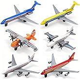 QUANA 6 Pack Airplane Toys, Die Cast Plane Toy Airplanes for Kids 3-5 6 7 | Alloy Aircraft Plane Models Kids Play Vehicles Goodie Bag Stuffers for Boys Birthday Gifts &amp; Party Favors