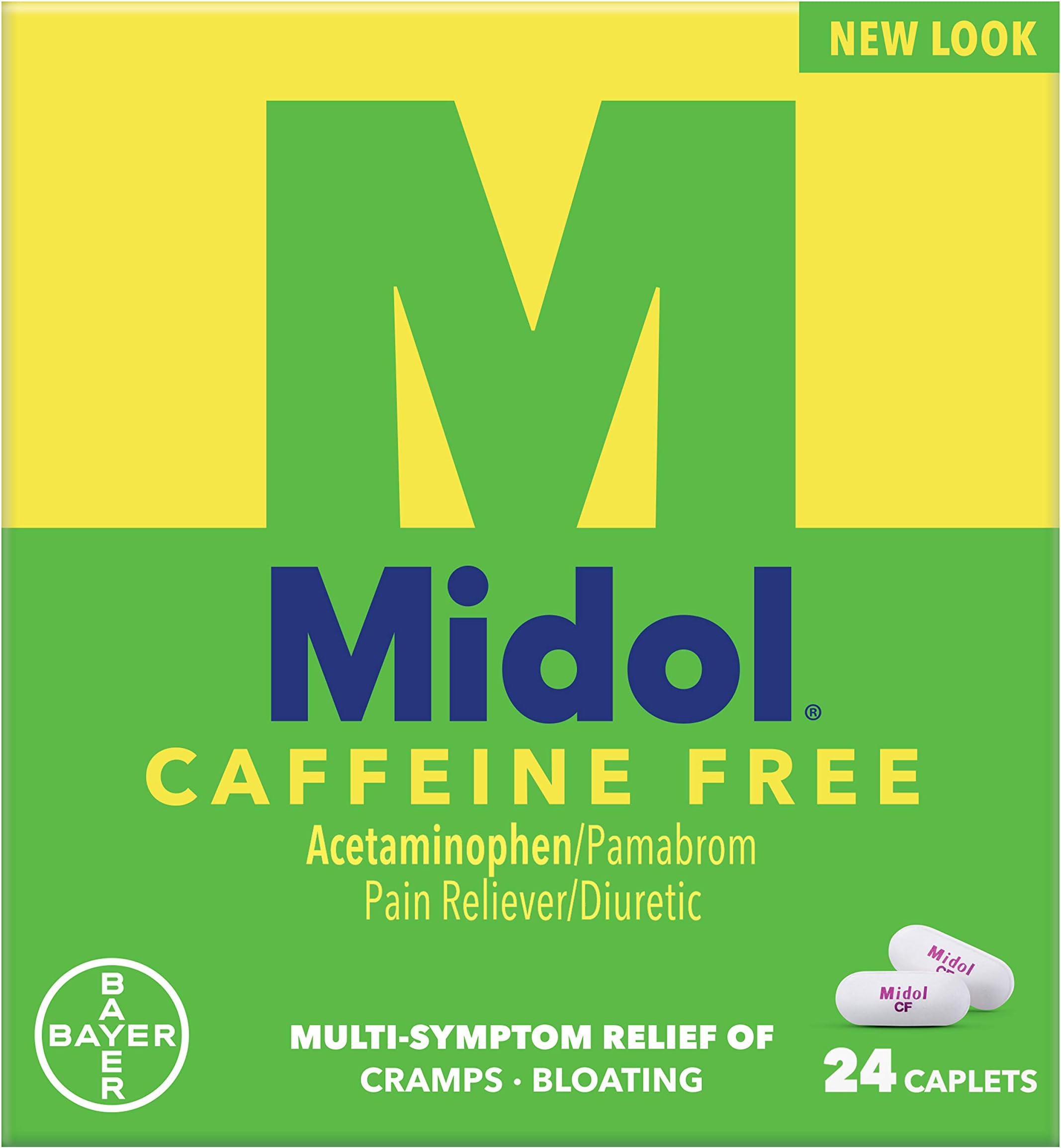 Midol Cramp & Bloating Relief Caffeine Free Caplets 24 ct (2 Pack)
