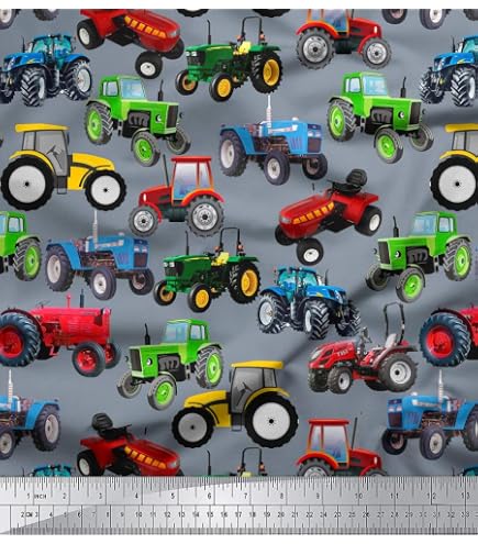 John Deere Nursery Tractor Plaid Tessuto, Verde