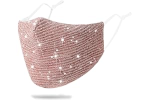MLGDA Sparkly Sequins Mouth Masc Fashion Designer Glitter Cotton Face Cover With Adjustable Ear Loops Reusable Masquerade Party Nightclub Rave Festival Sequins Face Covering (Pink)