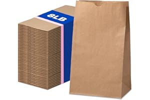 FMP Brands 500 Pack 8 lb Brown Paper Lunch Bags, 12.4 x 6 x 4 Premium Kraft Paper Bags Bulk for Small Business, Recyclable Snack Sacks, Durable Paper Grocery Bag for Food Storage, Packing