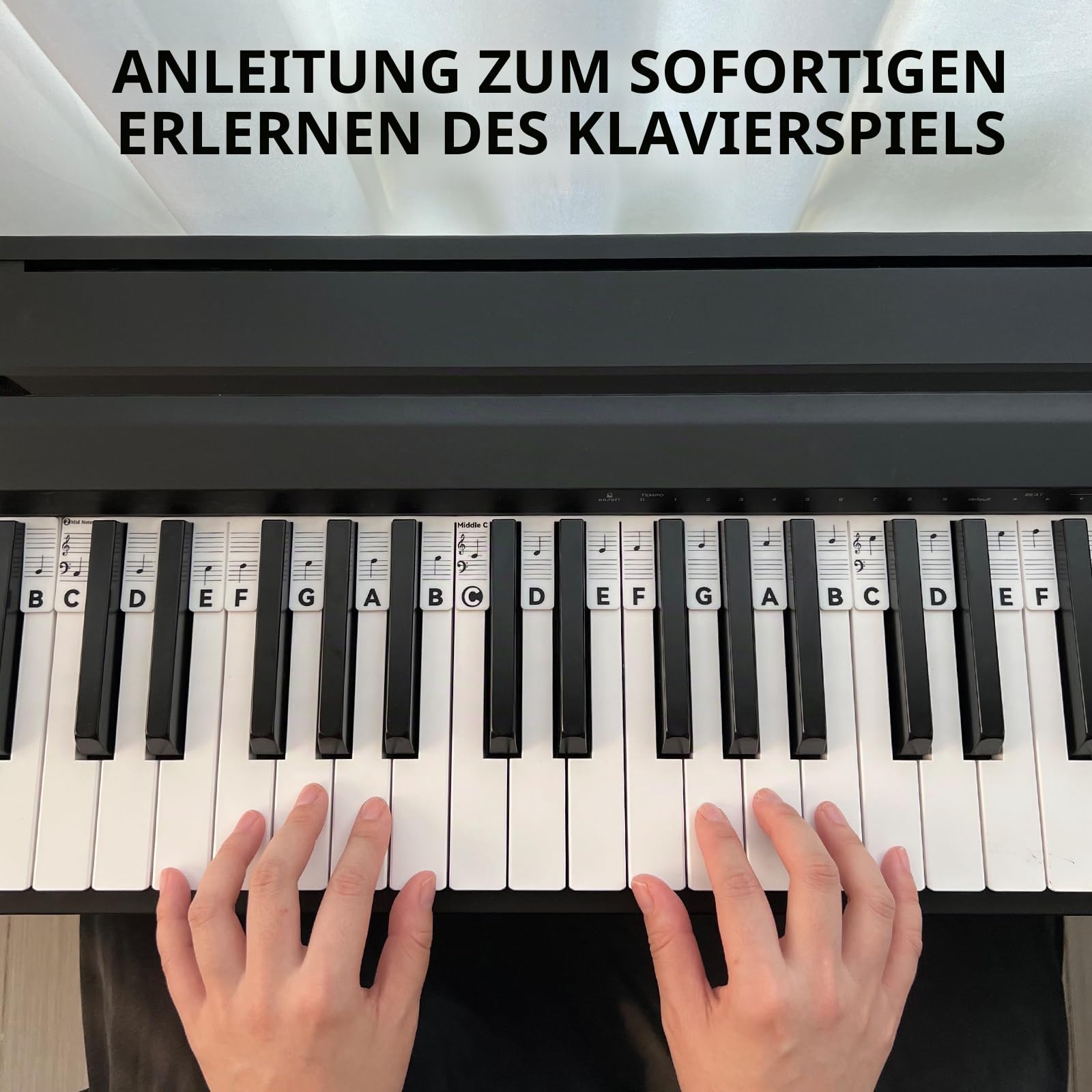 BEATBIT Klavierführer für Anfänger, abnehmbare Klaviertastatur-Notenetiketten zum Lernen, aus Silikon, keine Aufkleber erforderlich, wiederverwendbar und wird mit Box geliefert (Schwarz) 2