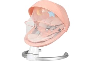 KIDINIX Baby Swing for Infants, Baby Rocker with 5 Speed & 10 Preset Lullabies, Bluetooth Support, 5 Point Harness with Remote Control and 3 Hanging Toys, Pink