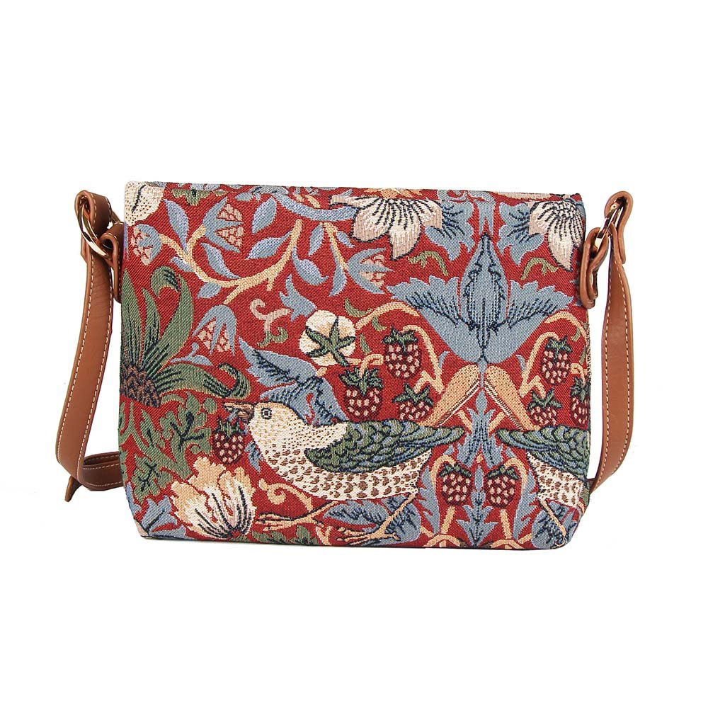 Signare Tapestry Crossbody Bag Small Shoulder Bag for Women with William Morris Design (Strawberry Thief Red, XB02-STRD)