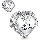 NINGAN Love Heart Mom Wife Sister Daughter Friend Dad Grandma Auntie Charm for Charms Bracelet, 925 Sterling Silver Cubic Zirconia Bead Chirstmas Halloween Birthday Jewerly Gifts for Women