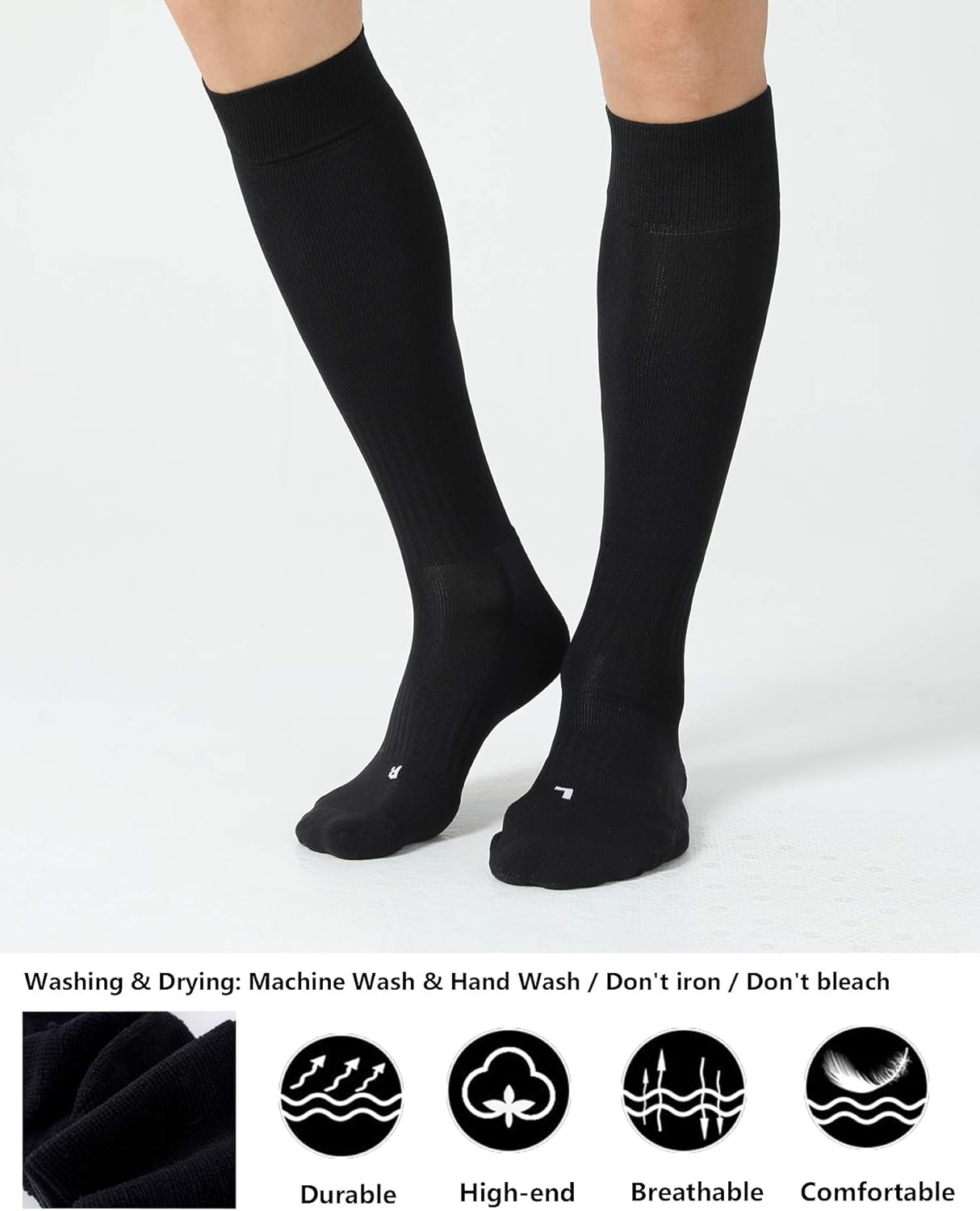 CelerSport 2 Pack / 3 Pack Soccer Socks for Youth Kids Adult Over-The-Calf Socks with Cushion: Clothing