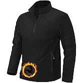 Pioneer Camp Mens Quarter Zip Pullover Fleece Sweater with Zipper Pocket Long Sleeve Sweatshirt Lightweight Thermal Jacket