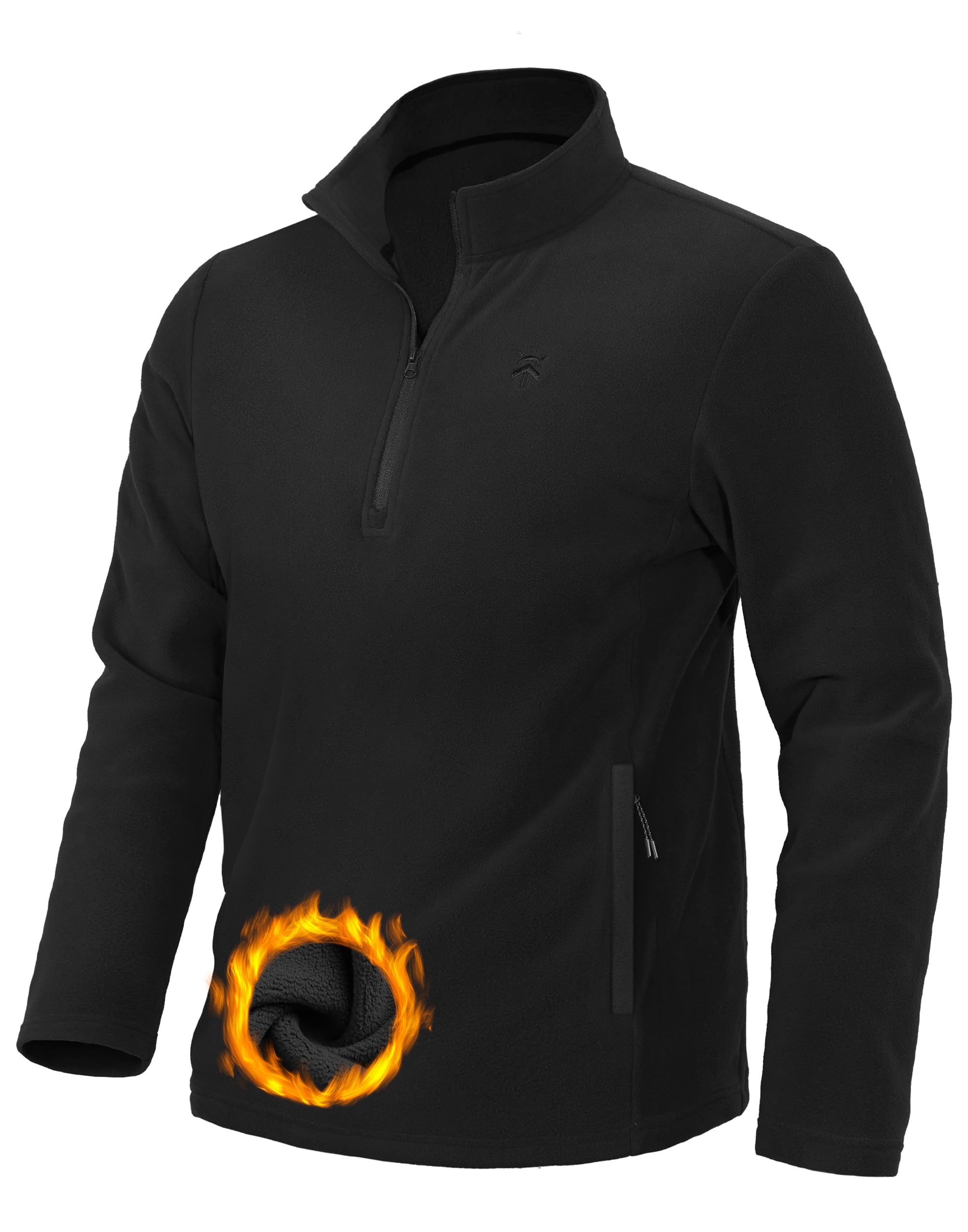 Photo 1 of Pioneer Camp Mens Quarter Zip Pullover Fleece Jacket with Zipper Pockets Long Sleeve Sweatshirt Lightweight Thermal Coat Medium