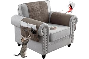 EXTLEZSA Waterproof Sofa Armrest Cover, Anti-Slip Headrest Cover Lengthen Sofa Armrest Storage Organizer with 6 Pockets Quilted Furniture Protector for Pets Sofa Couch (Taupe,1 Seater 3pcs)