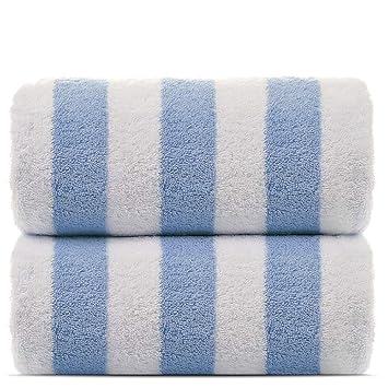 Towel Bazaar 2 Pack Turkish Cotton Cabana Striped Beachpoolbath Towel Blue 30 X 60 Soft Absorbent And Dry Fast For Swimming Pool Beach