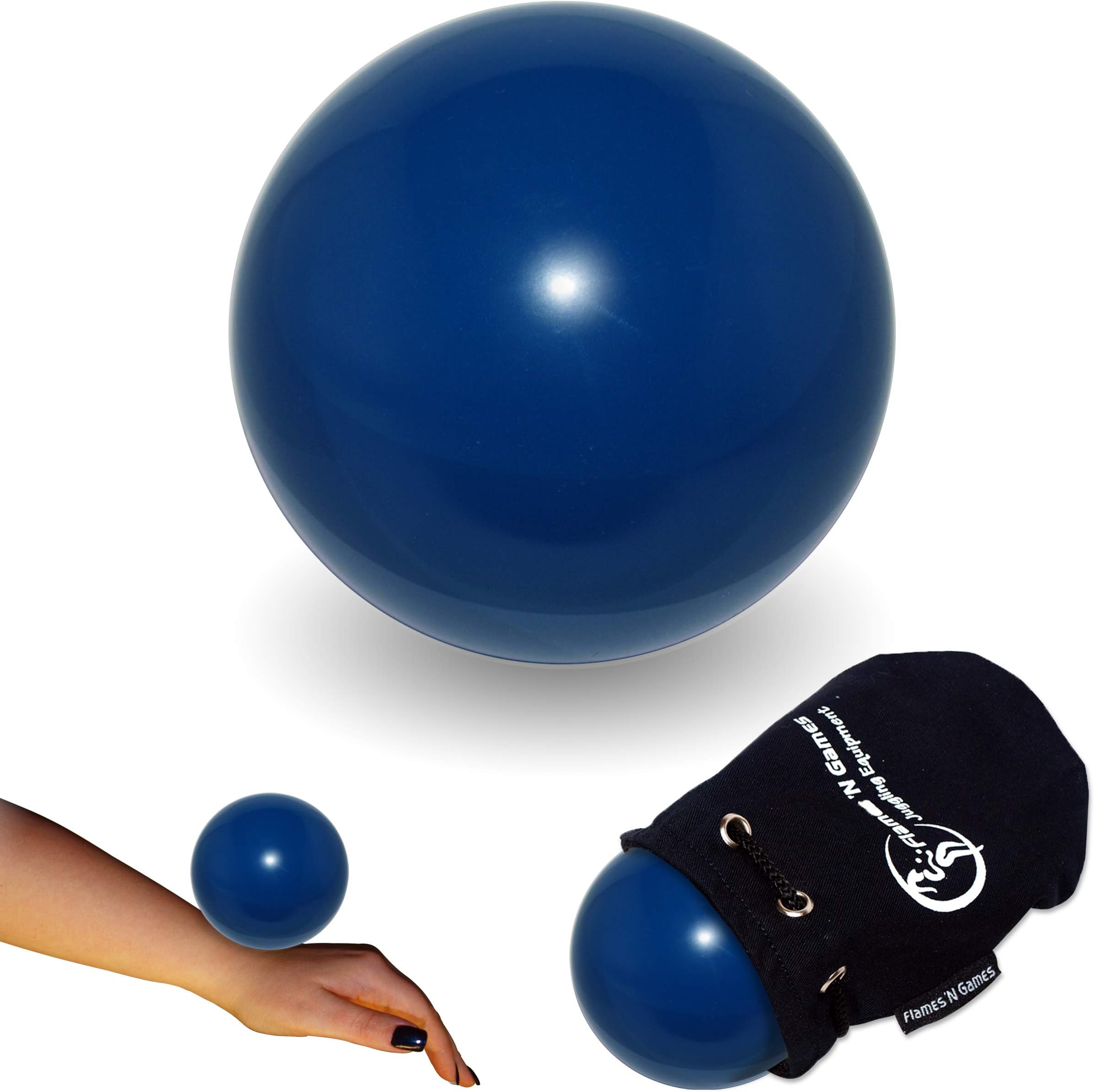 Flames 'N GamesJuggle Dream Practice Contact Juggling Ball 80mm (Blue) Fleece Lined Pouch/Travel Bag.