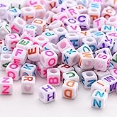 DAHI 400PCS Cube Letter Beads 8mm Alphabet Bead Colorful A-Z Acrylic Letter Beads for Jewelry Making (Color White 8x8mm)