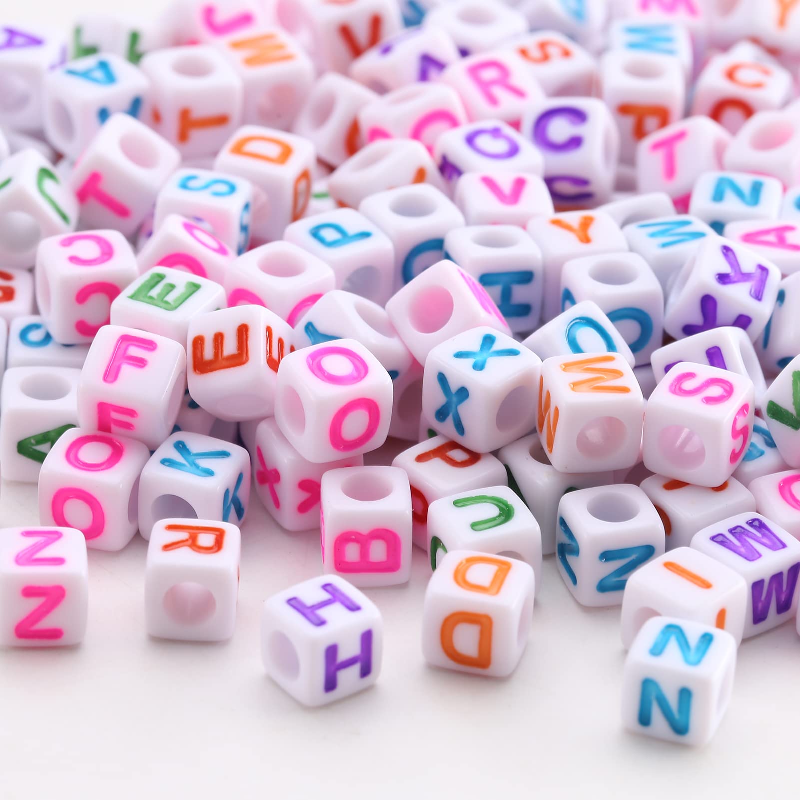 DAHI 8mm Cube Letter Beads Color 400pcs Acrylic Square Letter Beads Craft A-Z Bead for Grandma Mothers Day Gift Jewellery Crafts DIY Necklace Bracelet Decoration(Colour White/8 * 8mm) โ image 1