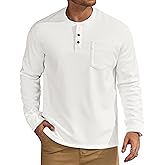 VOGSTART Mens Waffle Fleece-Lined Henley Shirts Heavyweight Thermal Long Sleeve Casual Knit Pullover (S-XXL)